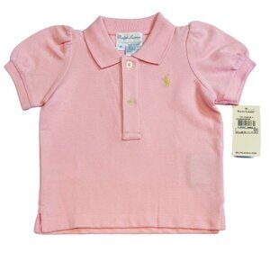 Ralph Lauren - NWT girls 6mo light pink polo shirt with puffed shoulders
